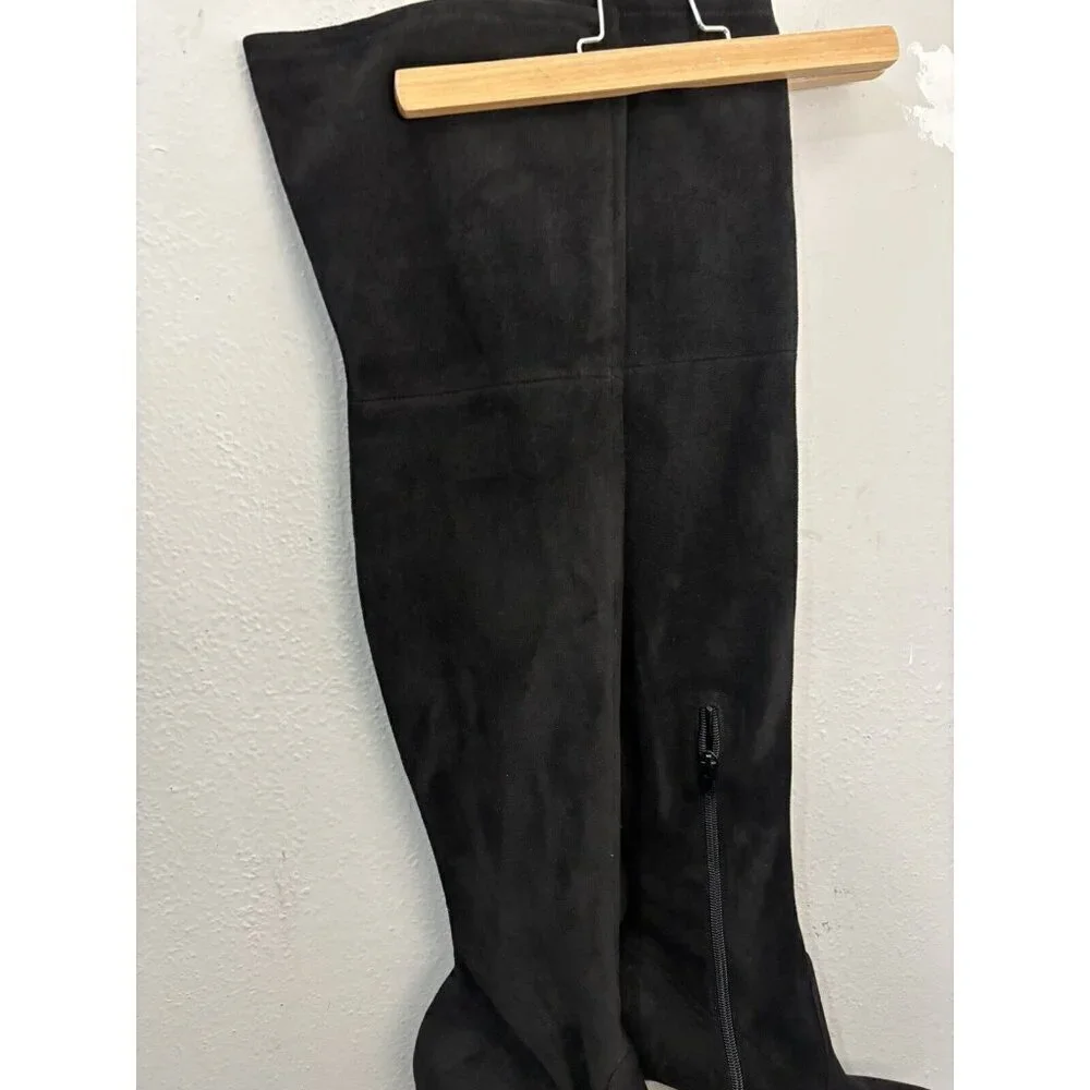 Aldo Over The Knee Sock Boots Black Women 9 Faux Suede Block Heel